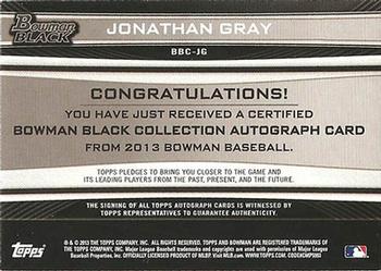 2013 Bowman Draft Picks & Prospects - The Bowman Black Collection #BBC-JG Jonathan Gray Back