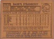 1983-91 Topps Gallery of Champions Bronze Premiums #182 Darryl Strawberry Back
