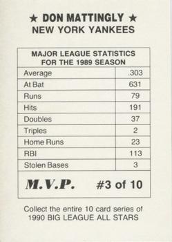 1990 M.V.P. Big League All Stars (unlicensed) #3 Don Mattingly Back
