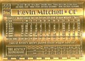 1990 Topps Gallery of Champions Bronze #500 Kevin Mitchell Back