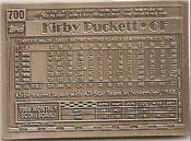 1990 Topps Gallery of Champions Silver #700 Kirby Puckett Back