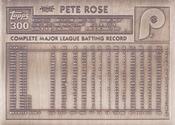 1984 Topps Gallery of Immortals Silver #9 Pete Rose Back
