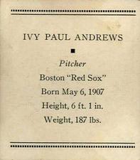 1933 Tattoo Orbit (R305) #NNO Ivy Paul Andrews Back