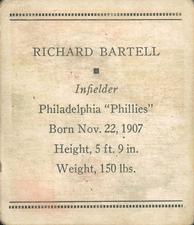 1933 Tattoo Orbit (R305) #NNO Richard Bartell Back