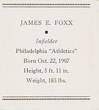 1933 Tattoo Orbit (R305) #NNO Jimmie Foxx Back