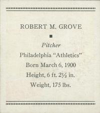 1933 Tattoo Orbit (R305) #NNO Robert M. Grove Back