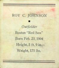 1933 Tattoo Orbit (R305) #NNO Roy C. Johnson Back