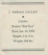1933 Tattoo Orbit (R305) #NNO J. Smead Jolley Back