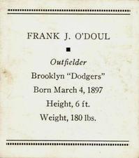 1933 Tattoo Orbit (R305) #NNO Frank J. O'Doul Back