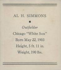1933 Tattoo Orbit (R305) #NNO Al H. Simmons Back