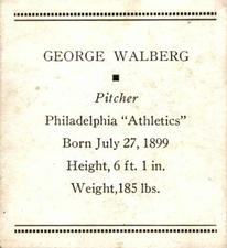 1933 Tattoo Orbit (R305) #NNO Rube Walberg Back