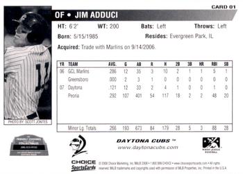 2008 Choice Daytona Cubs #01 Jim Adduci Back
