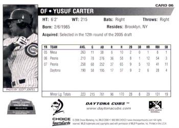 2008 Choice Daytona Cubs #06 Yusuf Carter Back