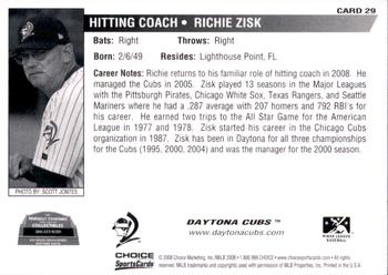 2008 Choice Daytona Cubs #29 Richie Zisk Back