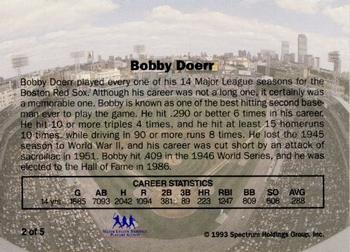1993 Spectrum Diamond Club Red Sox #2 Bobby Doerr Back