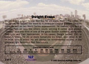 1993 Spectrum Diamond Club Red Sox #3 Dwight Evans Back