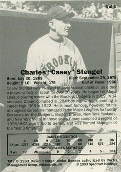 1993 Spectrum HOF II #5 Casey Stengel Back