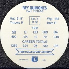1989 Bimbo Super Stars Discs #4 Rey Quinones Back