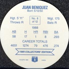 1989 Bimbo Super Stars Discs #8 Juan Beniquez Back