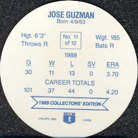 1989 Bimbo Super Stars Discs #11 Jose Guzman Back