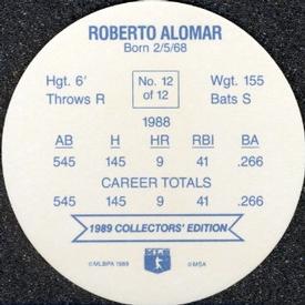 1989 Bimbo Super Stars Discs #12 Roberto Alomar Back