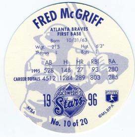 1996 Schwebel's Stars #10 Fred McGriff Back