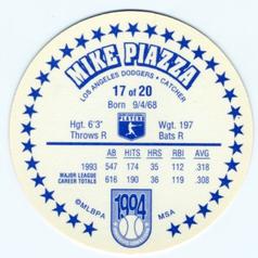 1994 Innovative Confections Discs #17 Mike Piazza Back