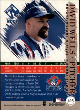 2001 Pacific Private Stock #125 David Wells Back