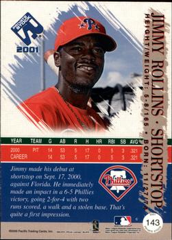 2001 Pacific Private Stock #143 Jimmy Rollins Back