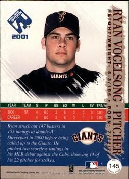 2001 Pacific Private Stock #145 Ryan Vogelsong Back