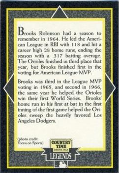 1993 Country Time Legends #NNO Brooks Robinson Back