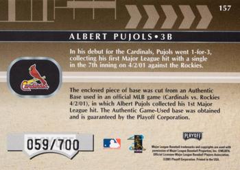 2001 Playoff Absolute Memorabilia #157 Albert Pujols Back