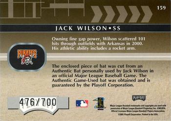 2001 Playoff Absolute Memorabilia #159 Jack Wilson Back