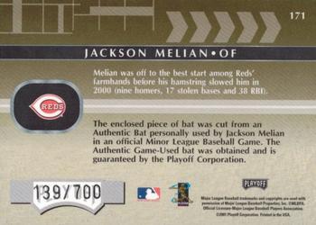 2001 Playoff Absolute Memorabilia #171 Jackson Melian Back