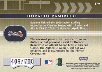 2001 Playoff Absolute Memorabilia #179 Horacio Ramirez Back
