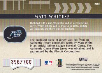 2001 Playoff Absolute Memorabilia #200 Matt White Back