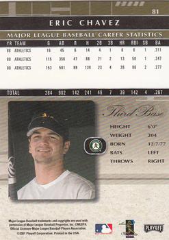 2001 Playoff Absolute Memorabilia #81 Eric Chavez Back