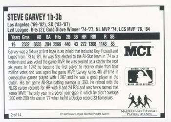 1992 MCI MLBPA Ambassadors of Baseball #2 Steve Garvey Back