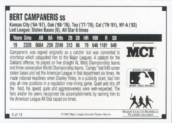 1992 MCI MLBPA Ambassadors of Baseball #4 Bert Campaneris Back