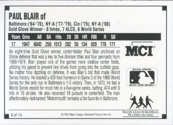 1992 MCI MLBPA Ambassadors of Baseball #8 Paul Blair Back