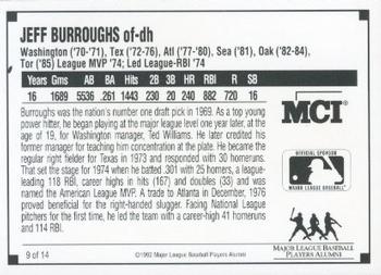 1992 MCI MLBPA Ambassadors of Baseball #9 Jeff Burroughs Back