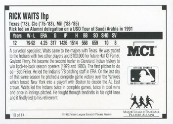 1992 MCI MLBPA Ambassadors of Baseball #10 Rick Waits Back