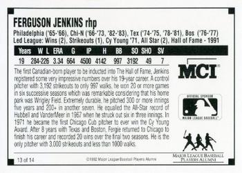 1992 MCI MLBPA Ambassadors of Baseball #13 Ferguson Jenkins Back