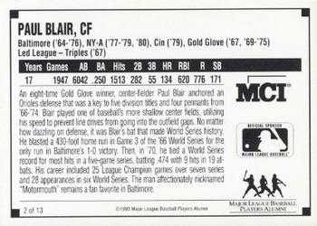 1993 MCI MLBPA Ambassadors of Baseball #2 Paul Blair Back
