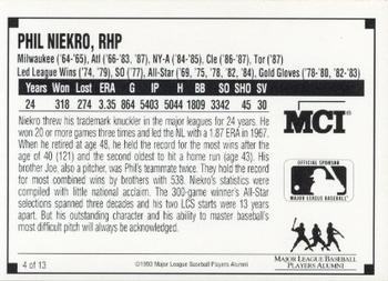 1993 MCI MLBPA Ambassadors of Baseball #4 Phil Niekro Back
