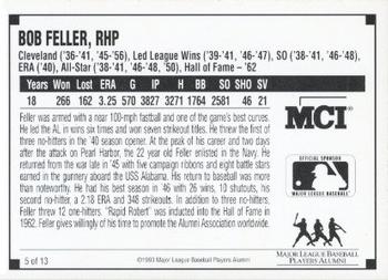 1993 MCI MLBPA Ambassadors of Baseball #5 Bob Feller Back