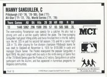 1993 MCI MLBPA Ambassadors of Baseball #9 Manny Sanguillen Back