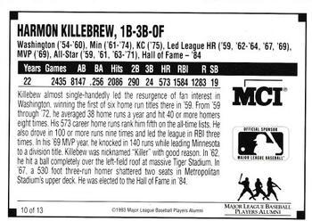 1993 MCI MLBPA Ambassadors of Baseball #10 Harmon Killebrew Back