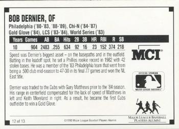 1993 MCI MLBPA Ambassadors of Baseball #12 Bob Dernier Back