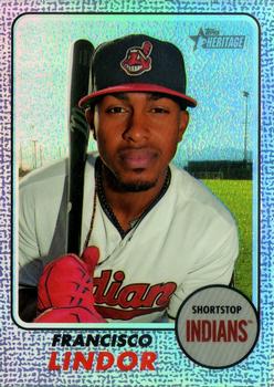 2017 Topps Heritage - Chrome Purple Refractor #THC-419 Francisco Lindor Front